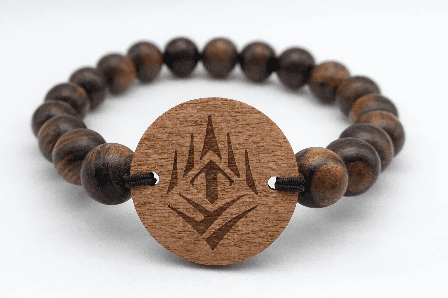 Thunder Valley Casino Resort wooden bead RFID wristband with laser-engraved logo