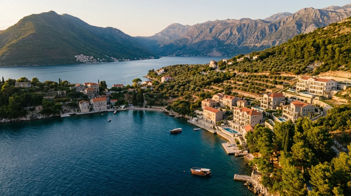 Stunning Adriatic coastline view in Lustica Bay Montenegro
