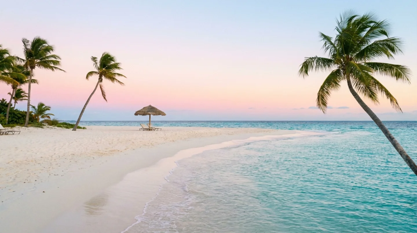 Idyllic Caribbean beach on Anguilla with powdery white sand and turquoise waters